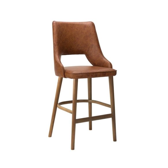 Storm Brown Leather Bar Stool